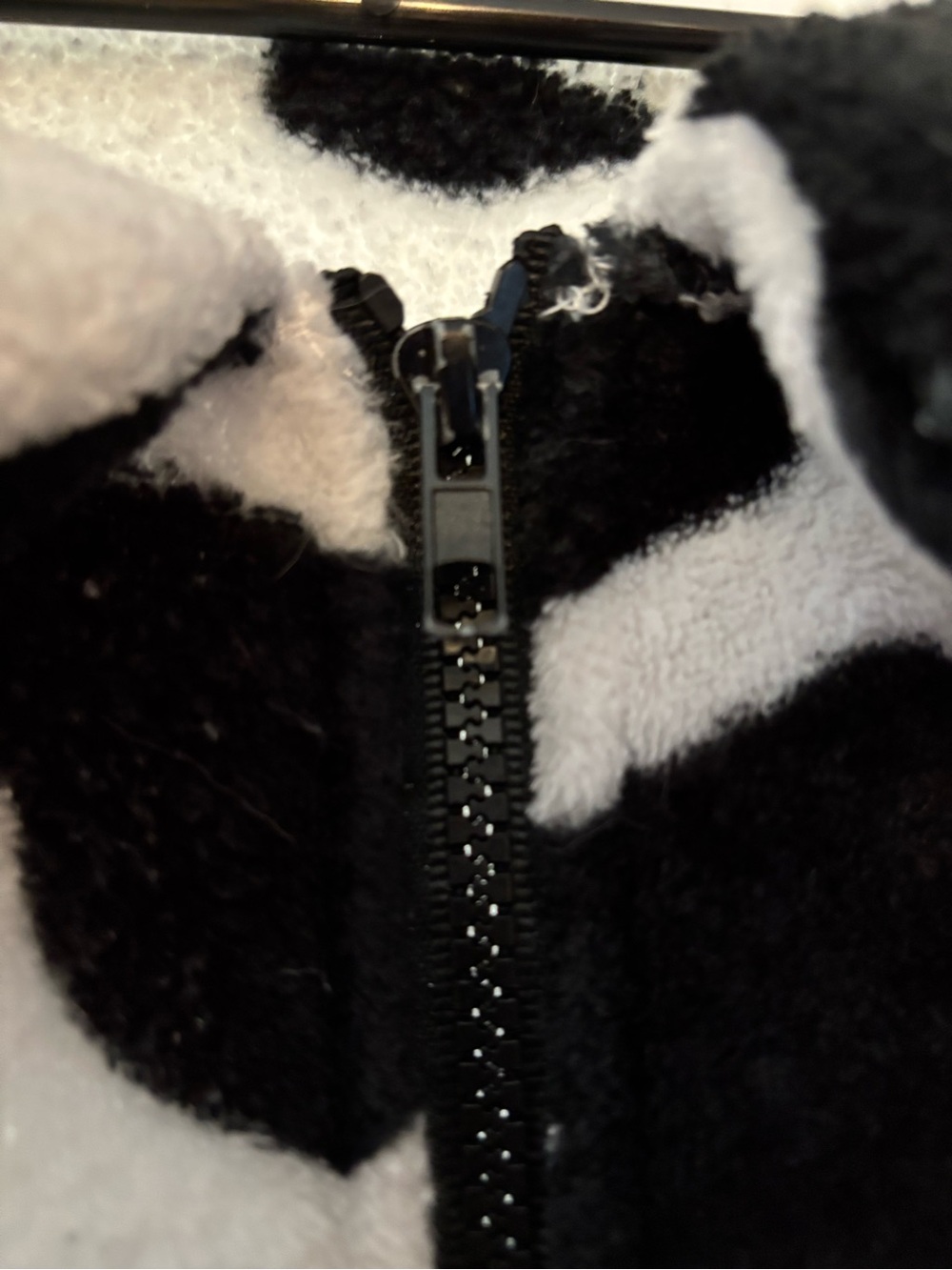Faux Fur Cow Print Zip Jacket - Black & White - Picture 3 of 3